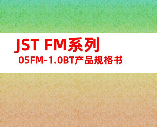 JST FM系列 05FM-1.0BT产品规格书